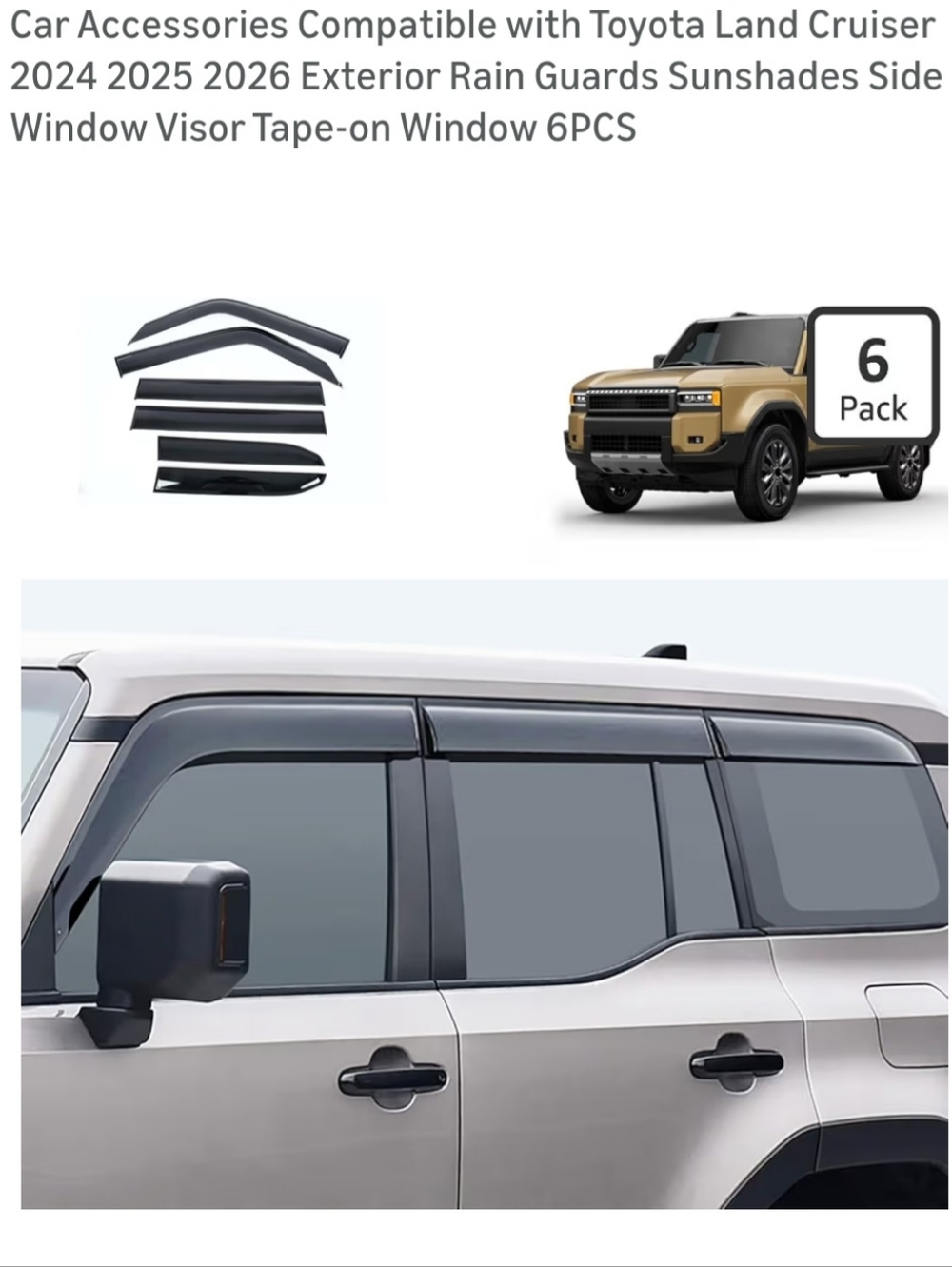 Land Cruiser Rain Guards- Black 6PC Set